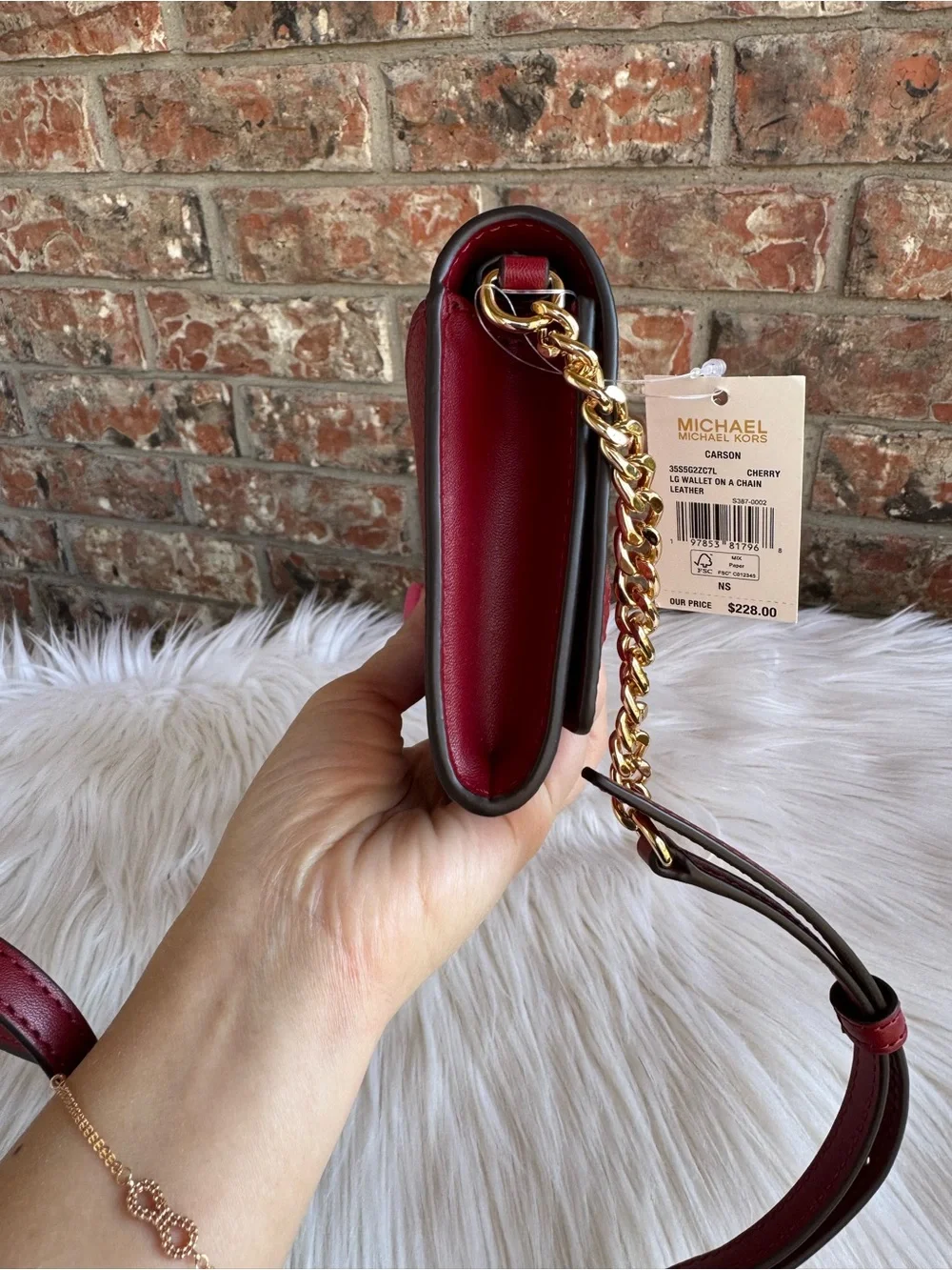 Michael Kors Burgundy Pebbled Leather Crossbody with Gold Hardware